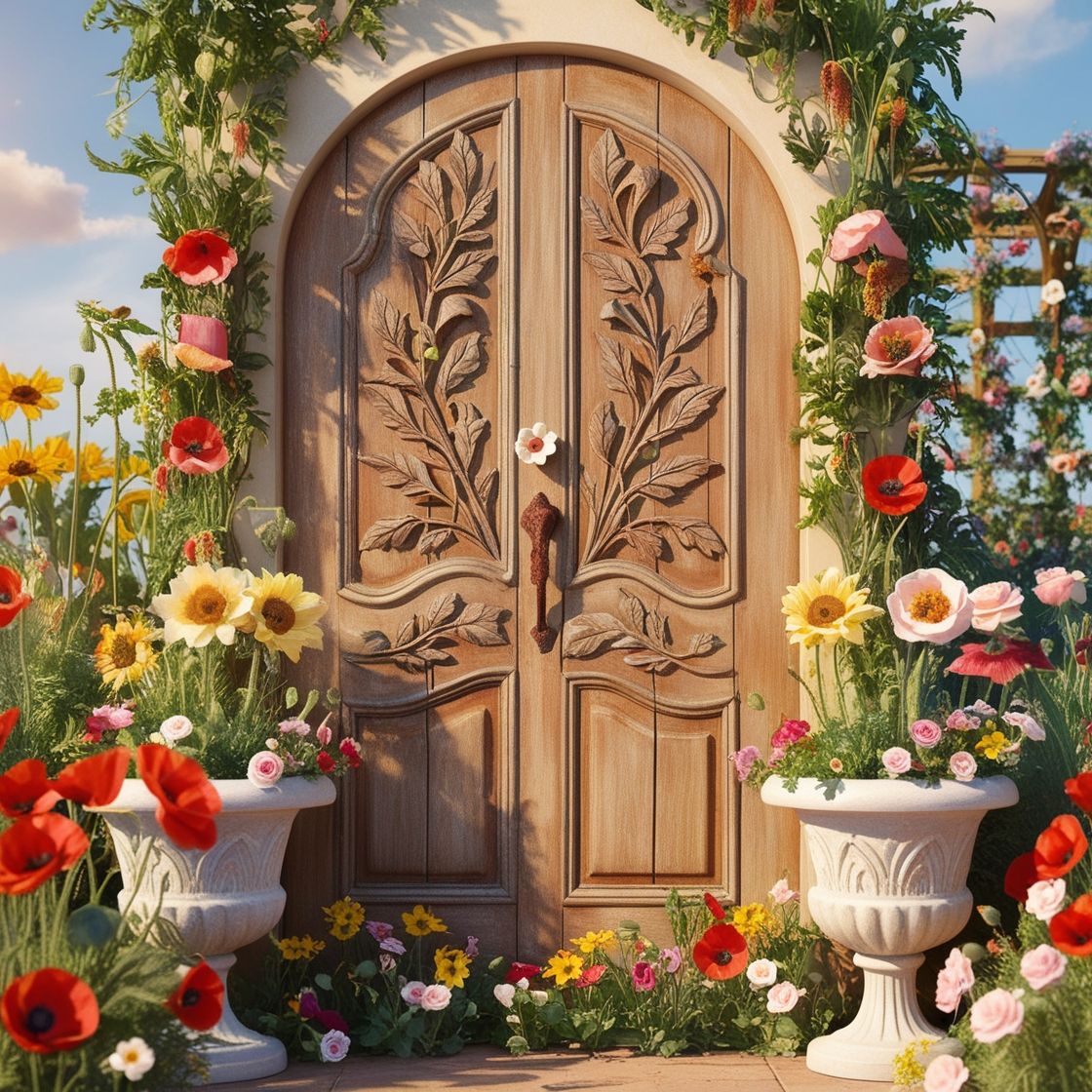 Door with flowers